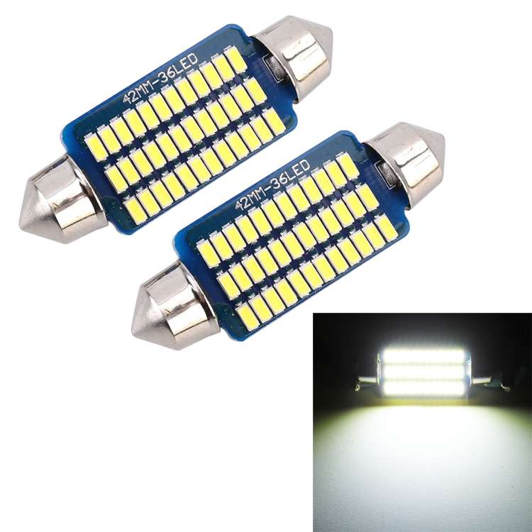 2 PCS 41mm DC12V / 1.5W / 6000K / 100LM 36LEDs SMD-3014 Car License Plate Light / Dome Light, wit...
