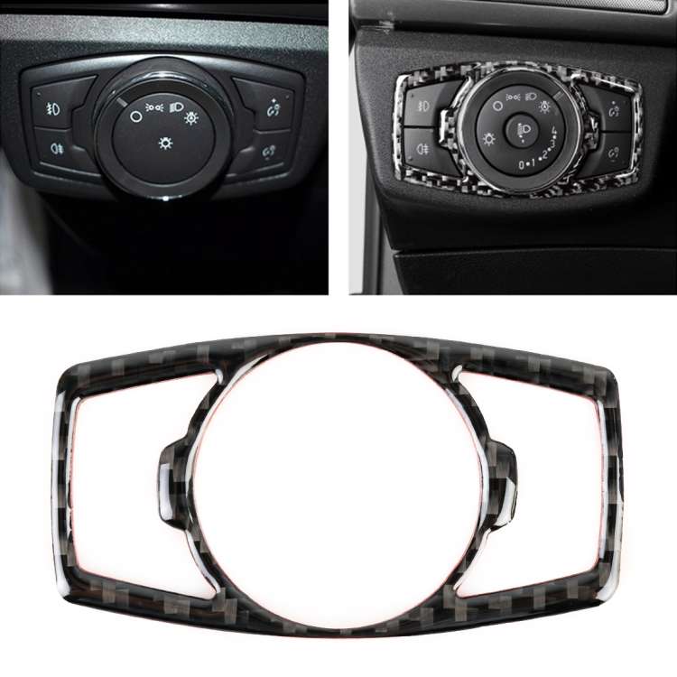 Car Carbon Fiber Headlight Adjustment Frame Decorative Sticker for Ford New Mondeo 2013-2019