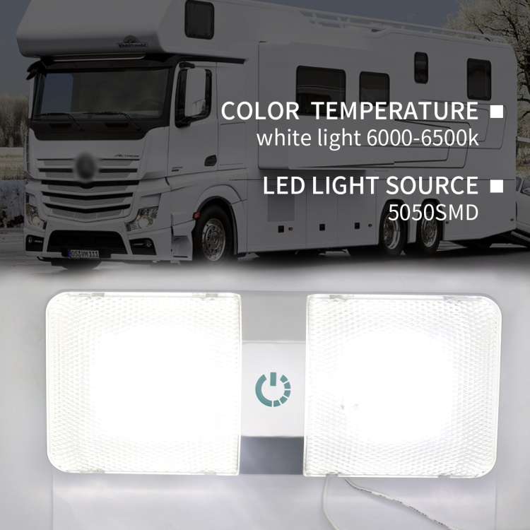 D4376D DC11-18V 6W 6000-6500K IP50 48LEDs SMD-5050 Marine RV Dimmable LED Dome Light Ceiling Lamp...