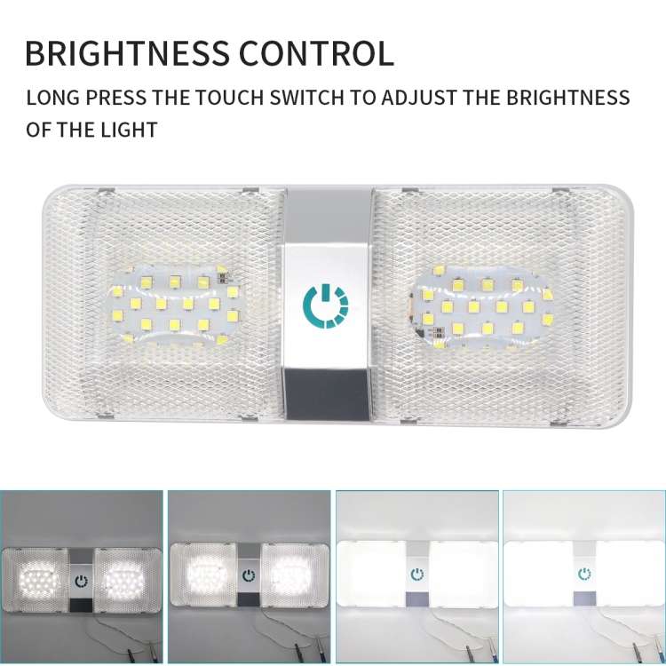 D4376D DC11-18V 6W 6000-6500K IP50 48LEDs SMD-5050 Marine RV Dimmable LED Dome Light Ceiling Lamp...