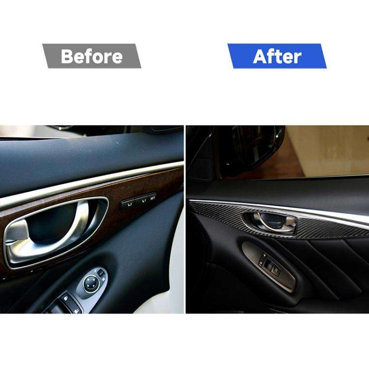 4 PCS Car Carbon Fiber Door Inner Handle Panel Decorative Sticker for Infiniti Q50 2014-2020