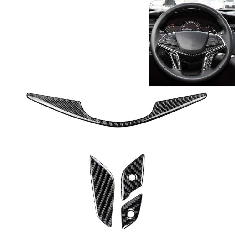 4 in 1 Car Carbon Fiber Steering Wheel Button Decorative Sticker for Cadillac xt5 2016-2017, Left...