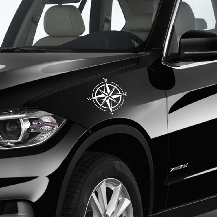 10 PCS Car Compass Pattern Random Decorative Sticker White