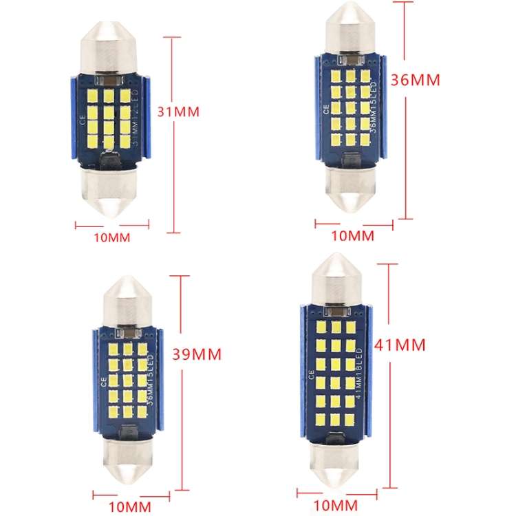 2pcs 39mm DC12-24V / 1W / 6000K / 60LM 15LEDs SMD Car Reading Lamp Dome Light