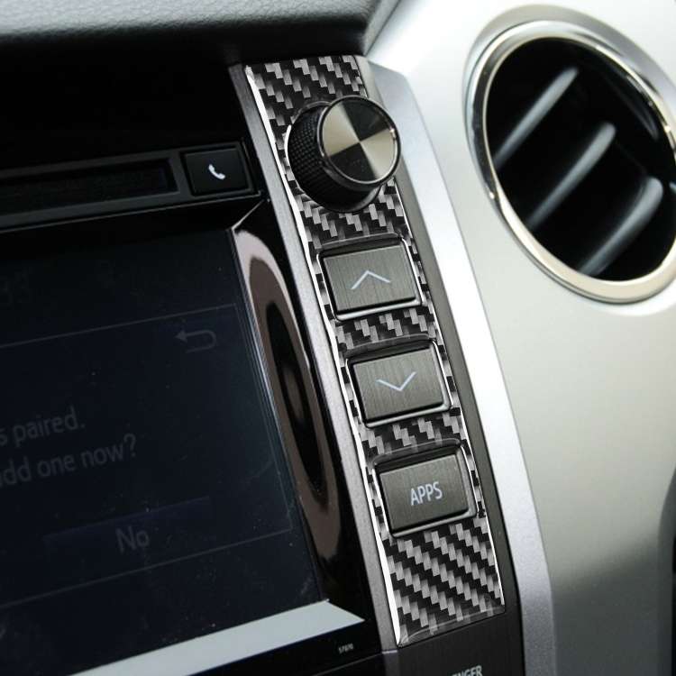2 PCS / Set Carbon Fiber Car Central Control Volume Switch Decorative Sticker for Toyota Tundra 2...