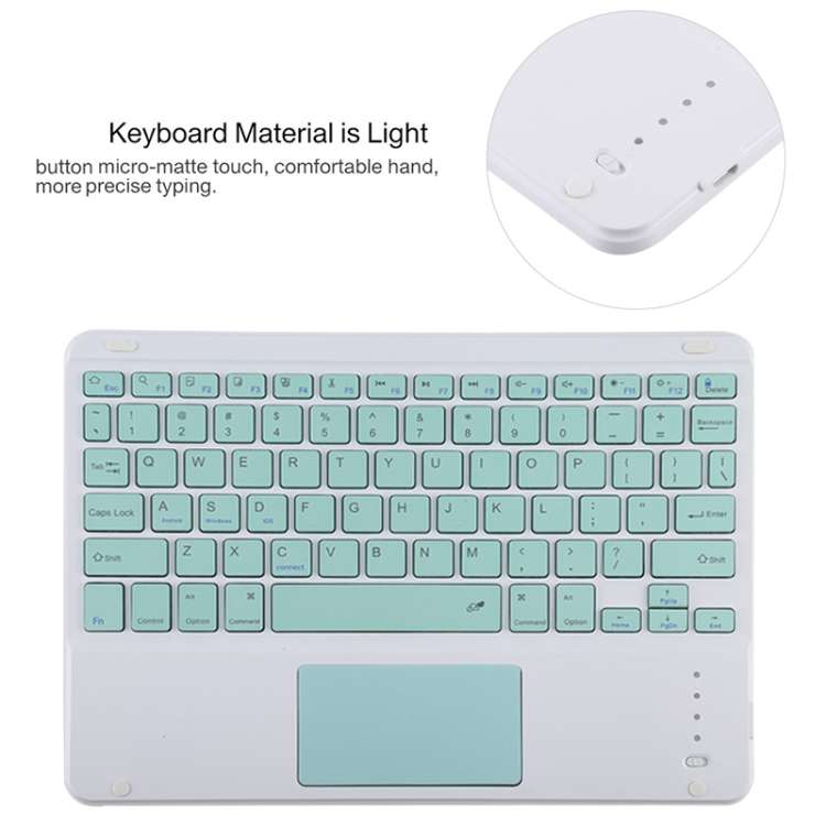 TG11BC Detachable Bluetooth Green Keyboard Microfiber Leather Tablet Case for iPad Pro 11 inch (2...