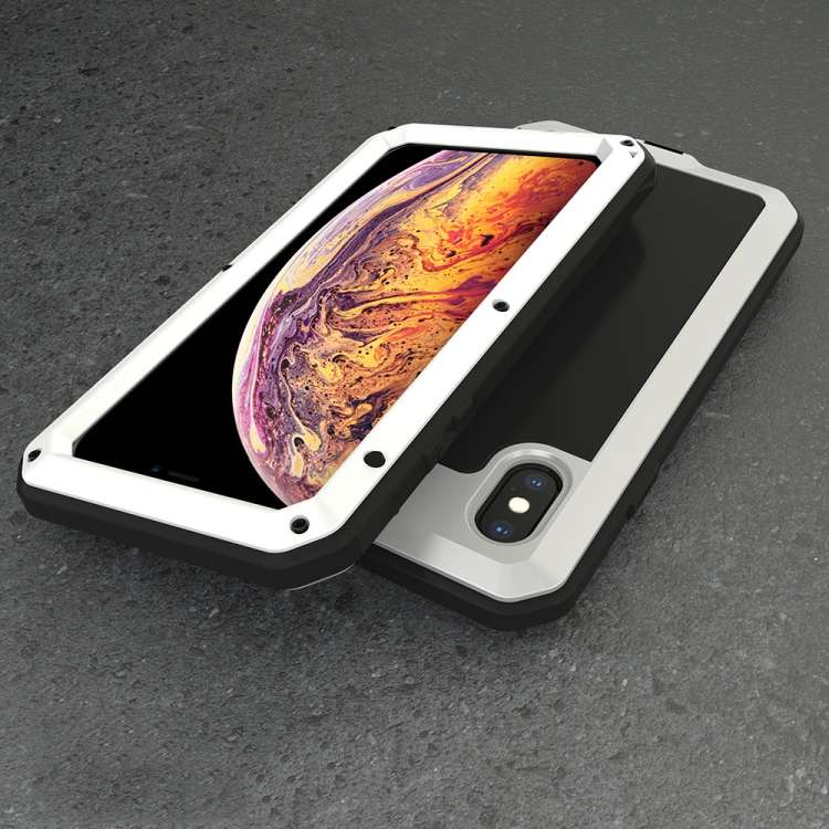 For iPhone XS Max Waterproof Dustproof Shockproof Aluminum Alloy + Tempered Glass + Silicone Case...