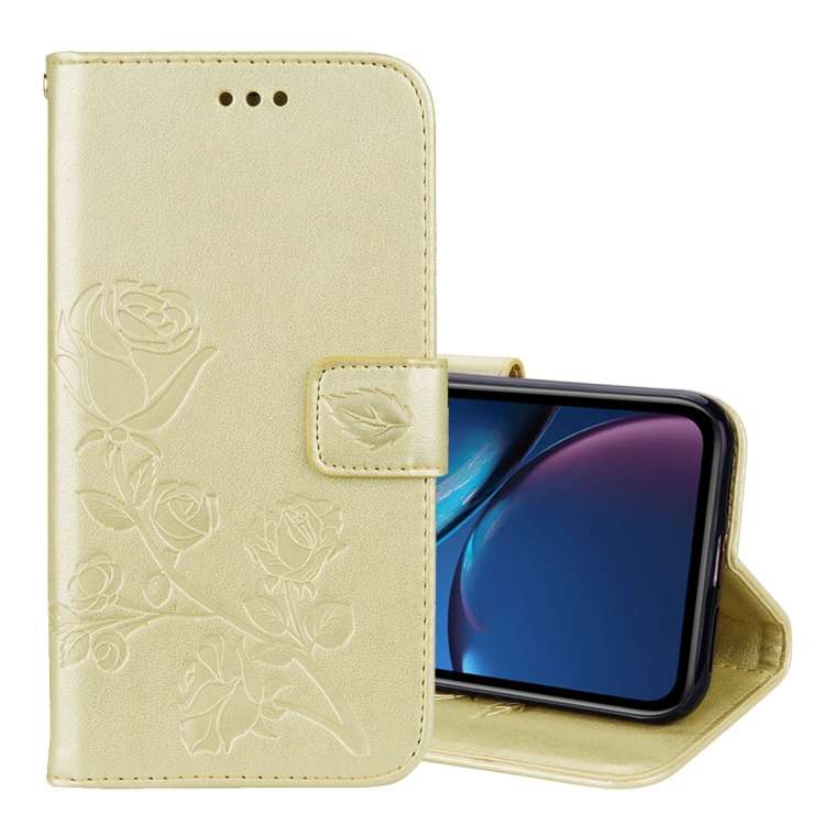 For iPhone XR Rose Embossed Horizontal Flip PU Leather Case,  with Holder &amp; Card Slots &amp; ...
