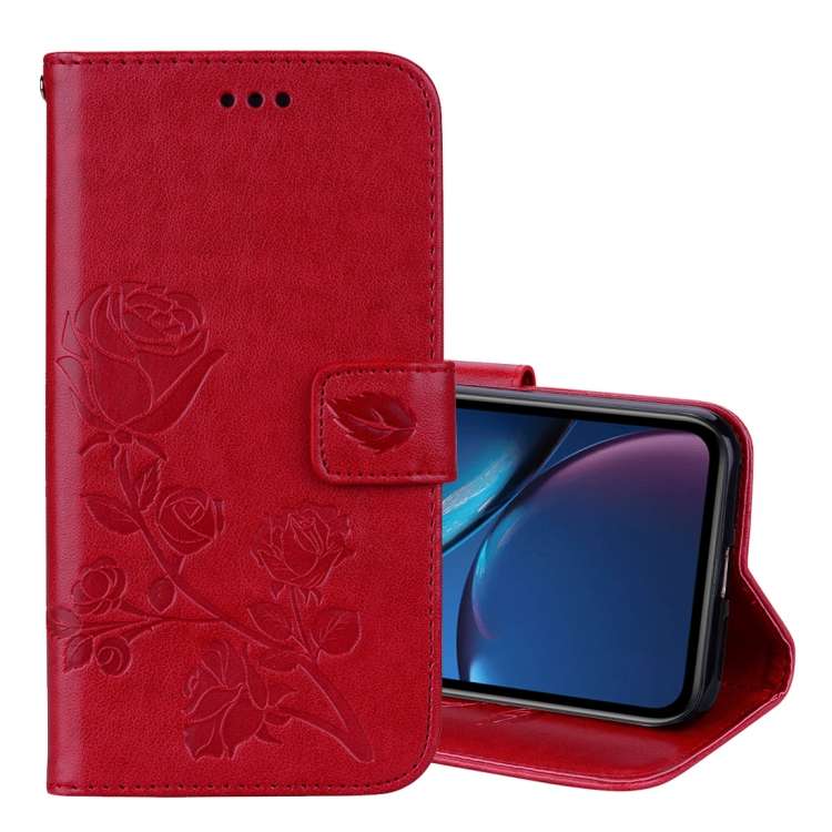For iPhone XR Rose Embossed Horizontal Flip PU Leather Case,  with Holder &amp; Card Slots &amp; ...