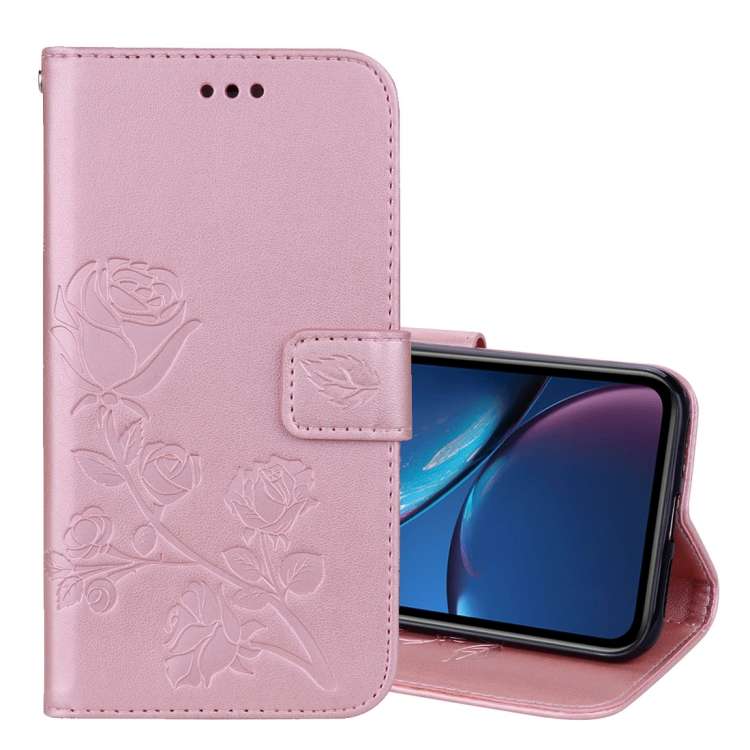 For iPhone XR Rose Embossed Horizontal Flip PU Leather Case,  with Holder &amp; Card Slots &amp; ...
