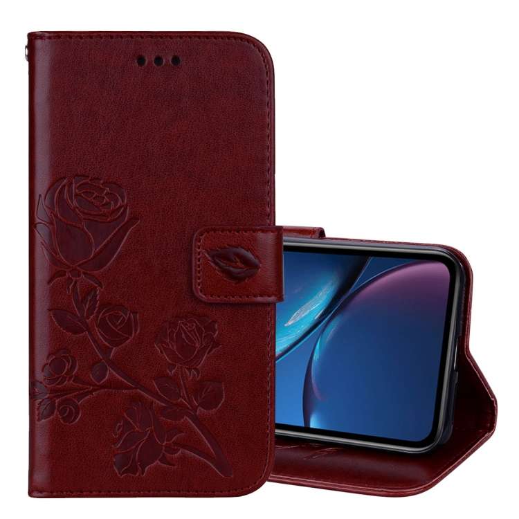 For iPhone XR Rose Embossed Horizontal Flip PU Leather Case,  with Holder &amp; Card Slots &amp; ...