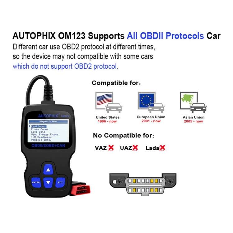 AUTOPHIX OM123 Car Portable OBD2 Scanner Car Diagnostic Tool OBD 2 Automotive Scanner EOBD Code R...