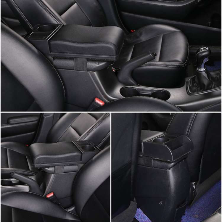 Car Multi-functional Dual USB Armrest Box Booster Pad, Microfiber Leather Curved Type, Microfiber...