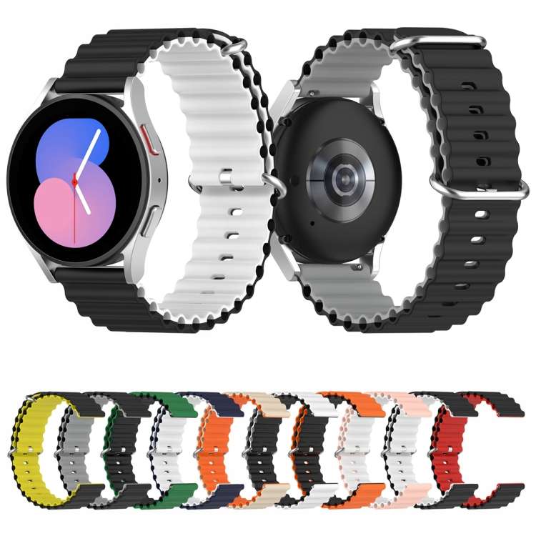 Universal Ocean Style Silicone Two Color Watch Band, 20mm, 22mm