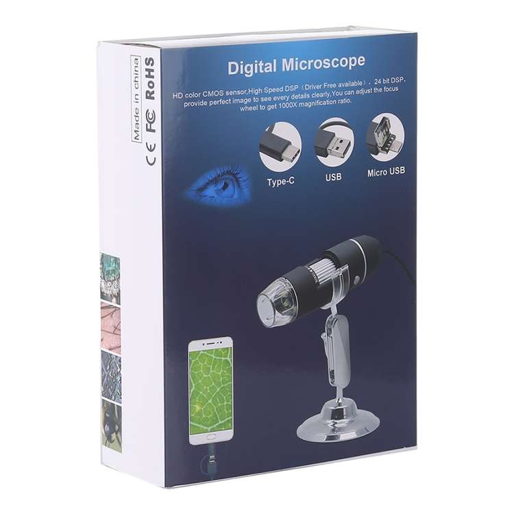 1600X Magnifier HD Image Sensor 3 in 1 USB Digital Microscope with 8 LED &amp; Professional Stand