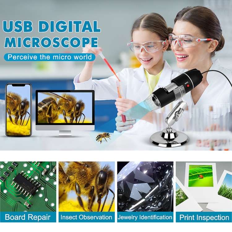 1600X Magnifier HD Image Sensor 3 in 1 USB Digital Microscope with 8 LED &amp; Professional Stand