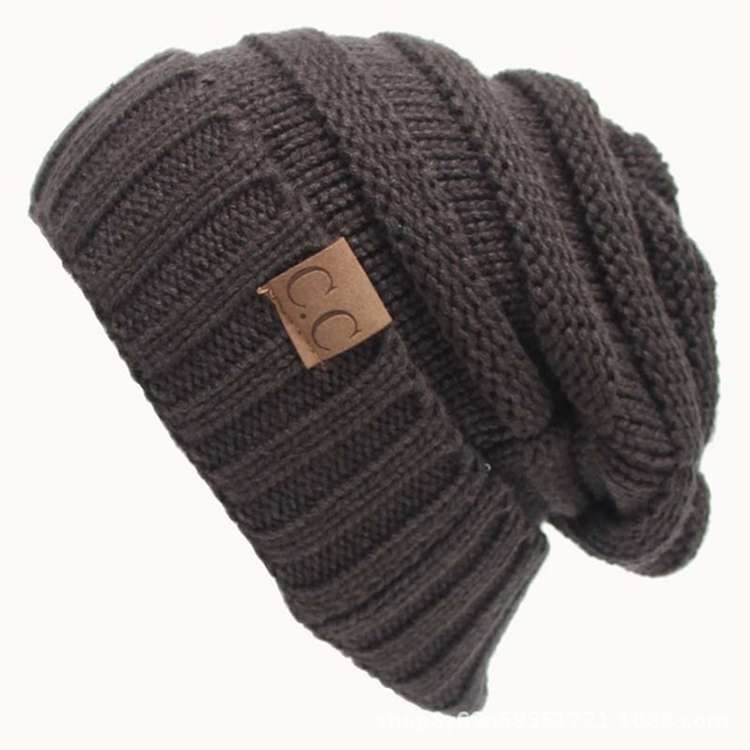 CC Letter Solid Color Wool Hats Concise Knitting Hat, Pink, Beown, Grey, Dark Beige, Khaki, Magen...
