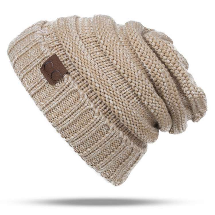 CC Letter Solid Color Wool Hats Concise Knitting Hat, Pink, Beown, Grey, Dark Beige, Khaki, Magen...