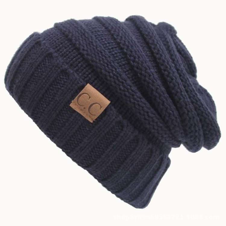 CC Letter Solid Color Wool Hats Concise Knitting Hat, Pink, Beown, Grey, Dark Beige, Khaki, Magen...