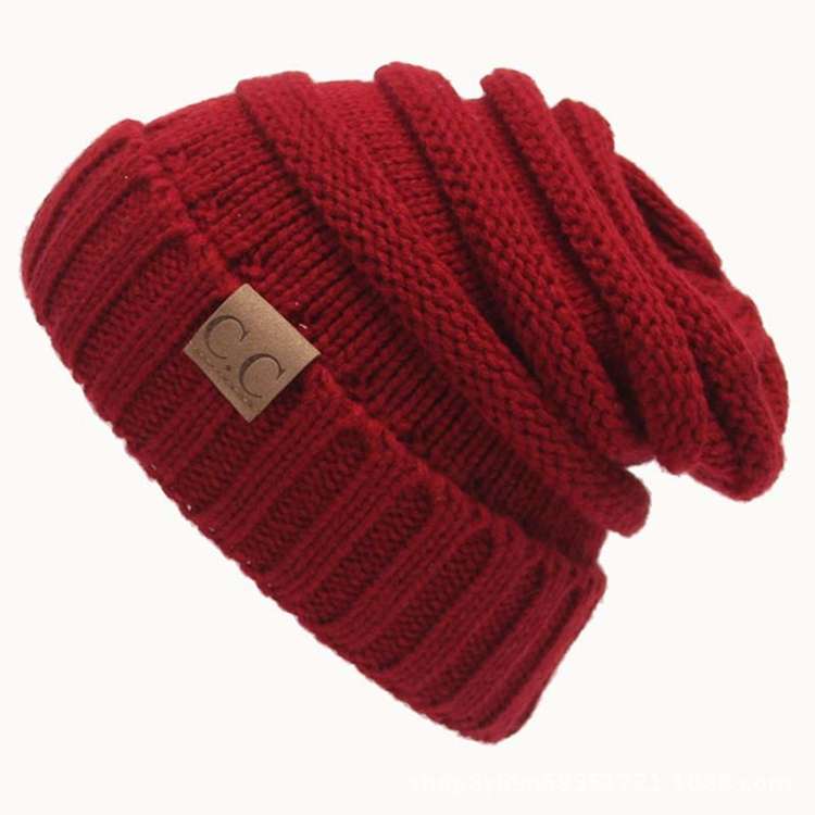 CC Letter Solid Color Wool Hats Concise Knitting Hat, Pink, Beown, Grey, Dark Beige, Khaki, Magen...