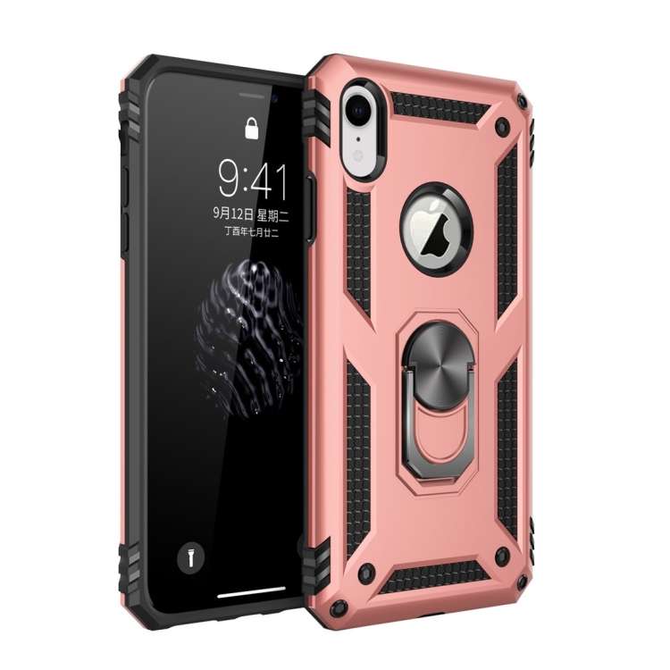 For iPhone XR Armor Shockproof TPU + PC Protective Case with 360 Degree Rotation Holder, For iPho...