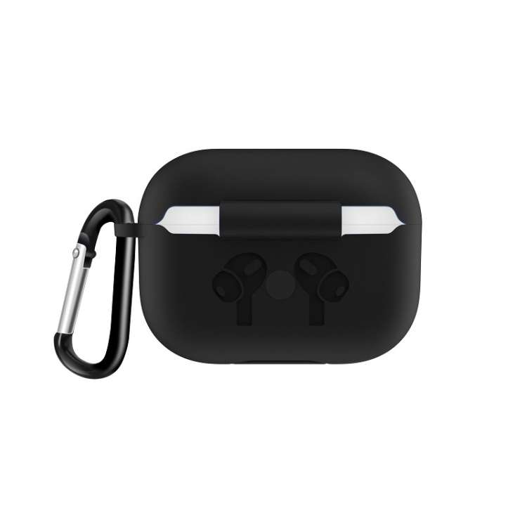 For AirPods Pro Silicone Flip Cover Earphone Protective Case with Anti-drop Buckle, Black, Grey