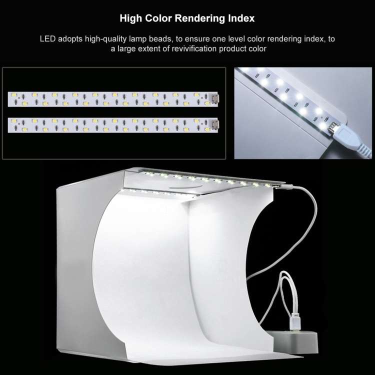 PULUZ 20cm Include 2 LED Panels Folding Portable 1100LM Light Photo Lighting Studio Shooting Tent...