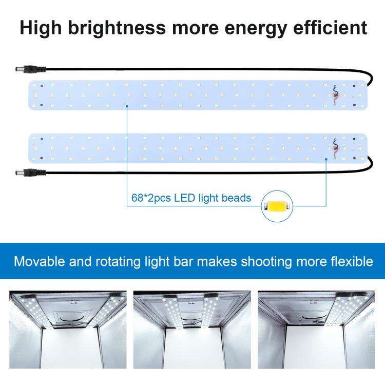 PULUZ Photo Studio Light Box Portable 60 x 60 x 60 cm Light Tent LED 5500K White Light Dimmable M...