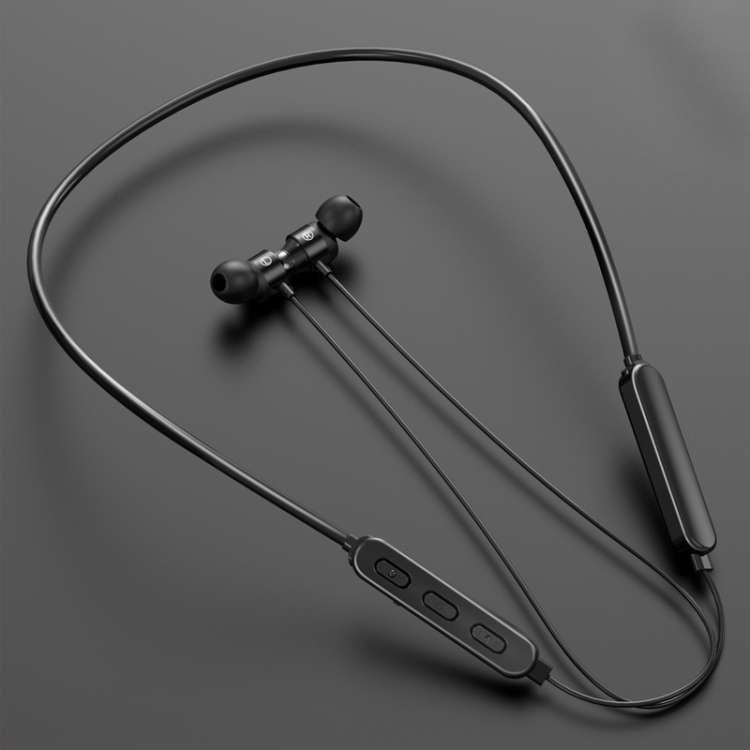 Bluetooth 5.1 Round Wire Neck-mounted Bluetooth Sports Earphone with Magnetic Function, White, Bl...