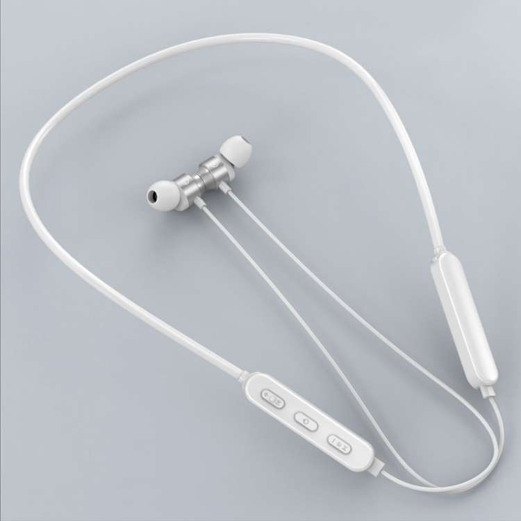 Bluetooth 5.1 Round Wire Neck-mounted Bluetooth Sports Earphone with Magnetic Function, White, Bl...