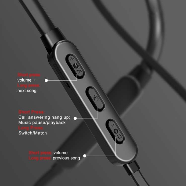 Bluetooth 5.1 Round Wire Neck-mounted Bluetooth Sports Earphone with Magnetic Function, White, Bl...