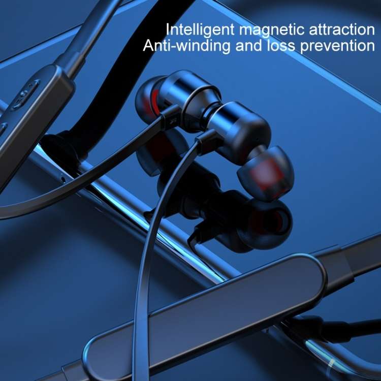 Bluetooth 5.1 Round Wire Neck-mounted Bluetooth Sports Earphone with Magnetic Function, White, Bl...