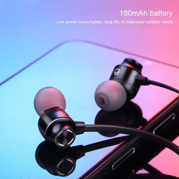 Bluetooth 5.1 Round Wire Neck-mounted Bluetooth Sports Earphone with Magnetic Function, White, Bl...
