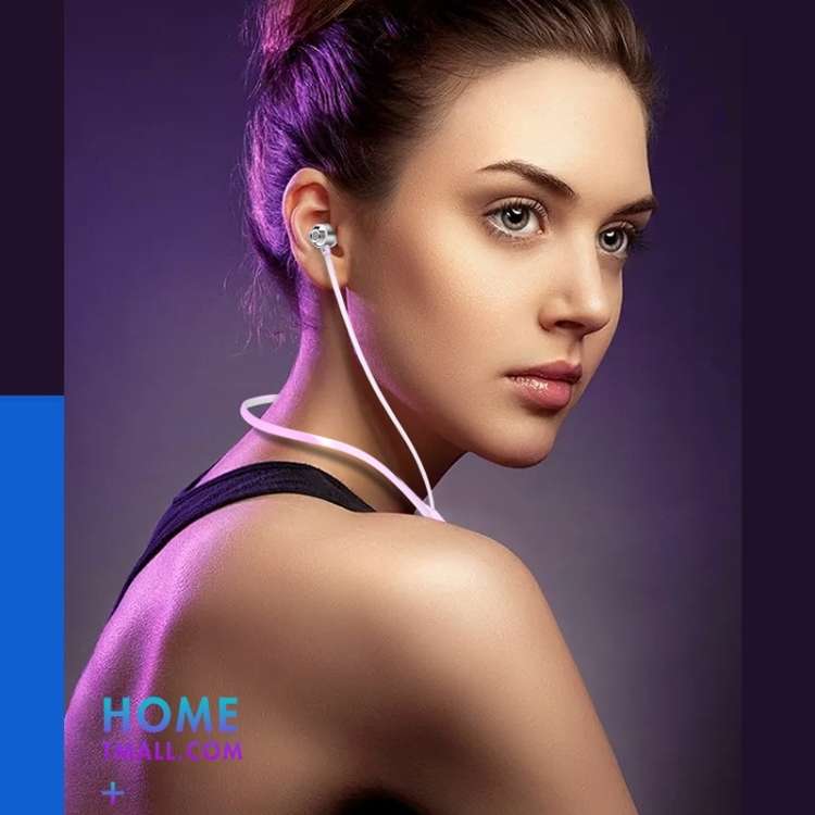 Bluetooth 5.1 Round Wire Neck-mounted Bluetooth Sports Earphone with Magnetic Function, White, Bl...