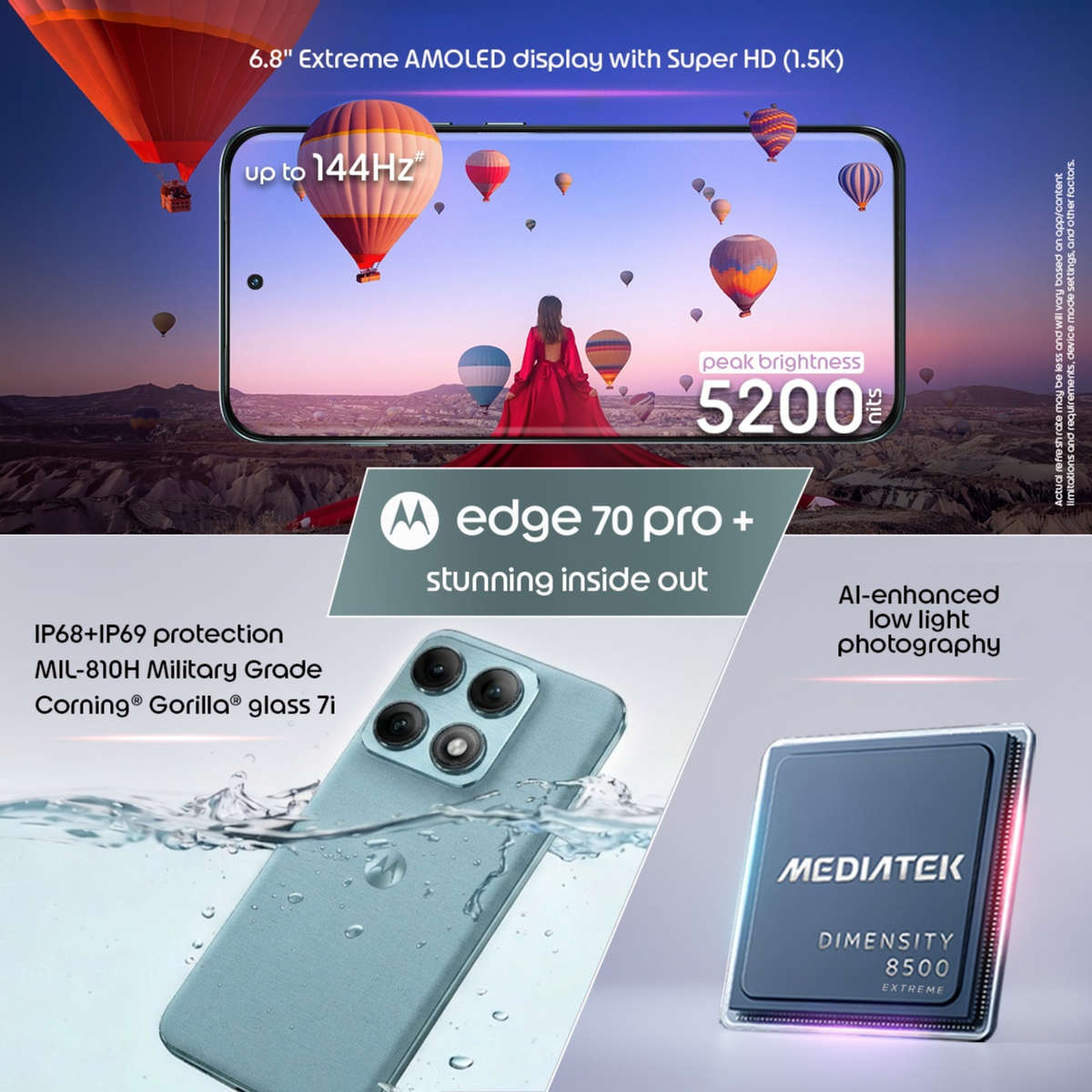 Motorola Edge 70 Pro+ 5G  12GB RAM + 256GB Storage | Mixed Colours