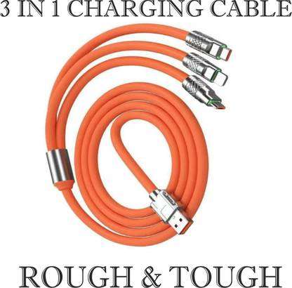 3-in-1 Cable 1 m 120W Charger Cable, 3 IN 1 Fast Charging Data Cable, Portable Charger Cord R3R04