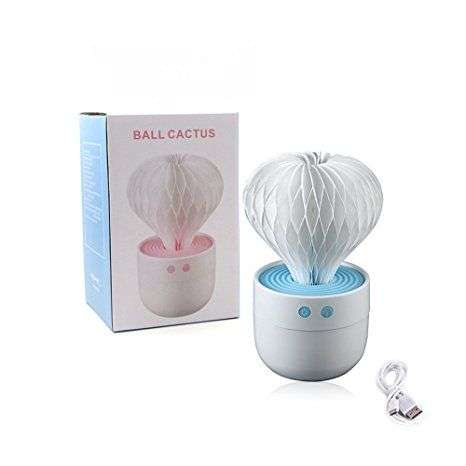 Mini Air Diffuser Mini Ball Cactus Night Light Humidifiers 7 Color Changing Night Light