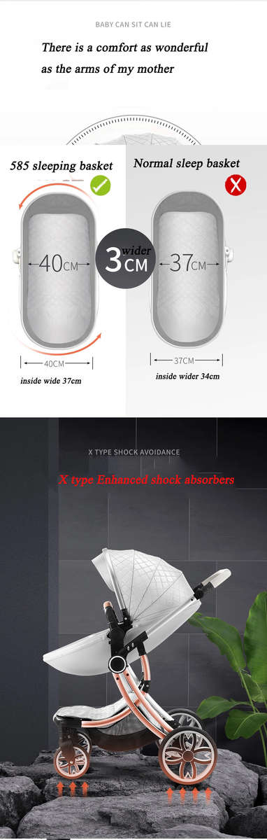 Egg Stroller 2 in 1 Baby Stroller High Landscape Carriage Two Way Newborn Car Can Sit Can Lie Child