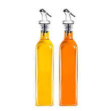 500ml Square Clear Olive Oil Glass Dispenser Bottle With Oiler Mouth