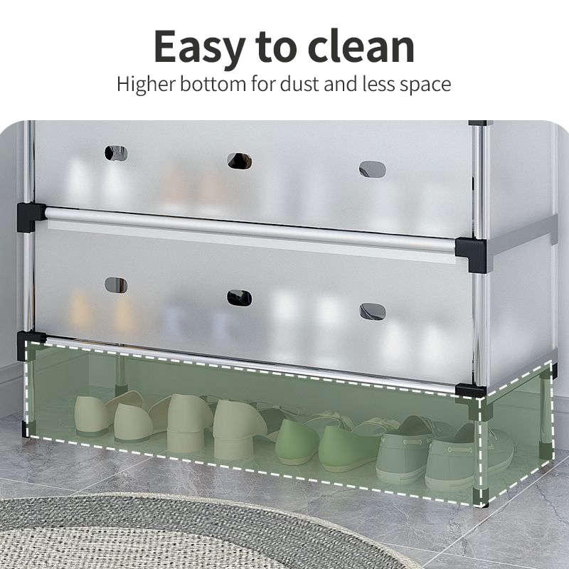 Stainless Steel Shoe Organizer - 4-Shelf, Sturdy & Durable Free Standing Shoe Rack for Entryway & Ou
