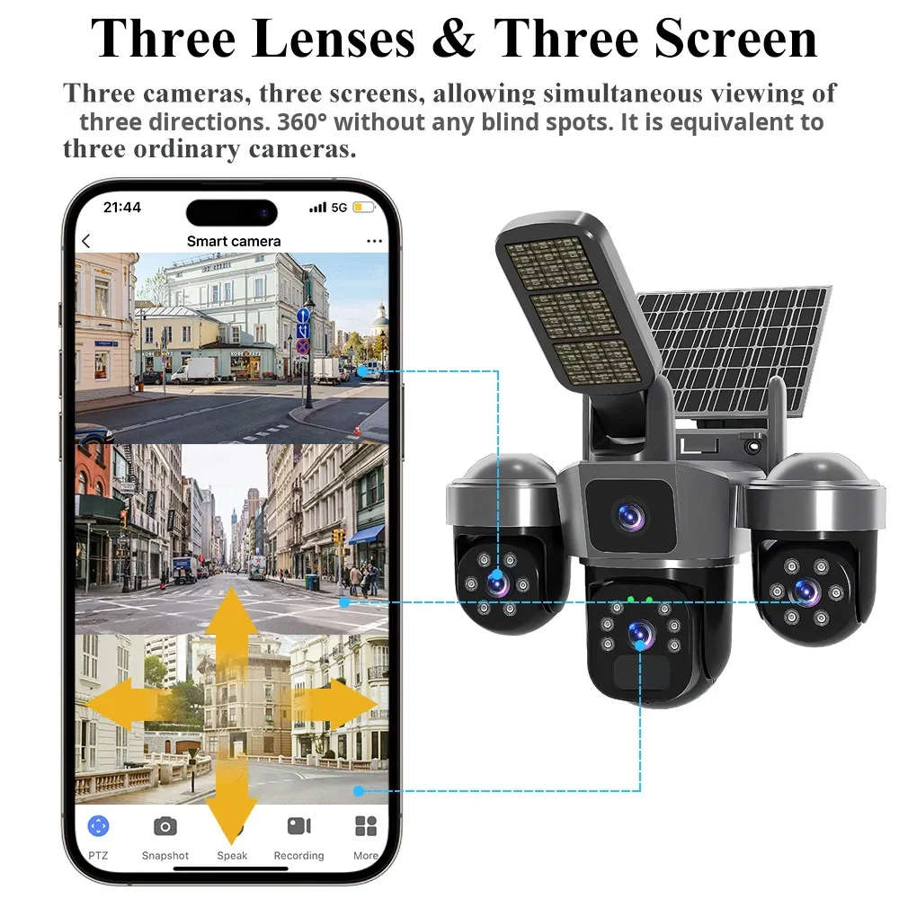 V380 PRO Smart Solar 3 Lens 4G Outdoor Street Light Camera