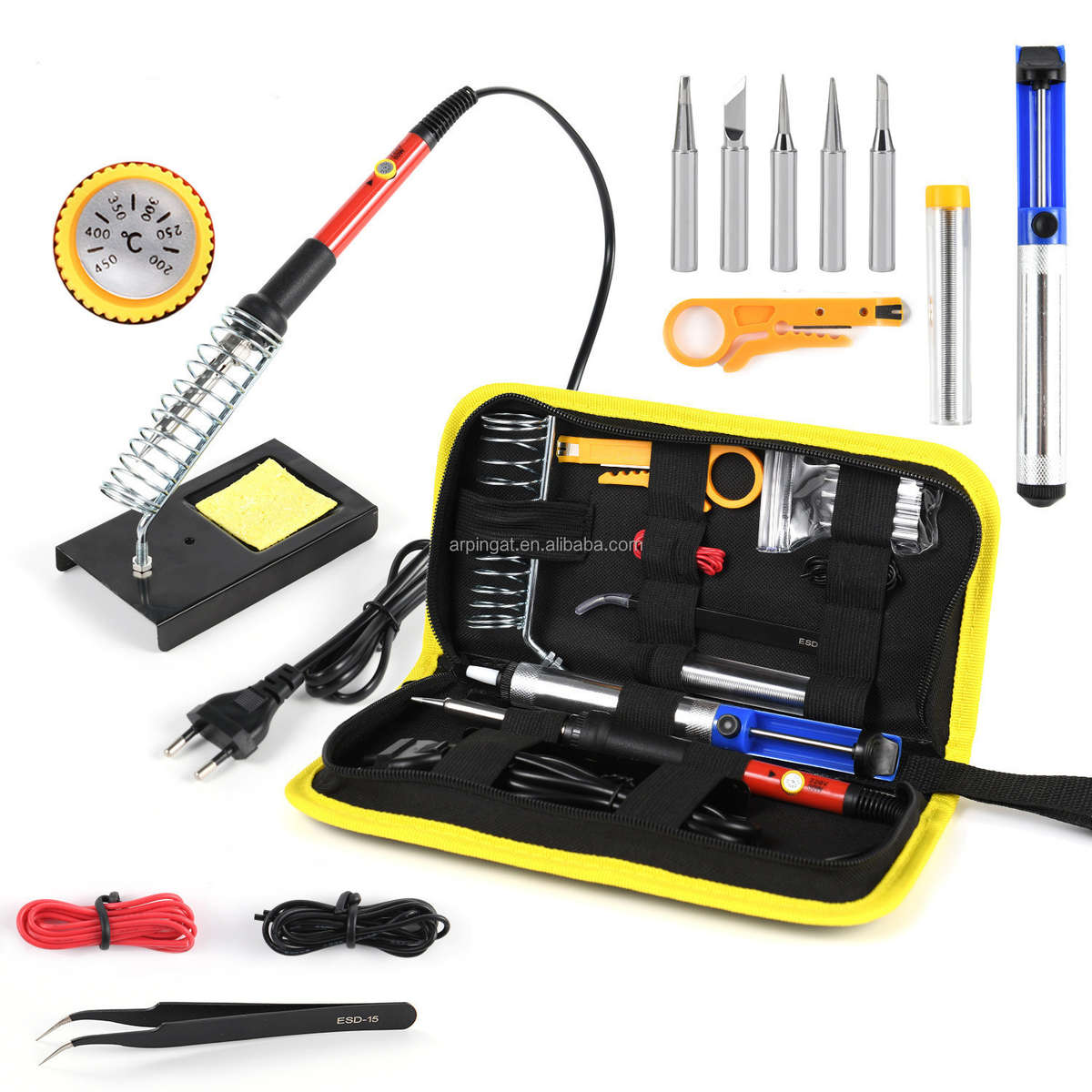 Electric Soldering Iron Welding Kit 15-Piece Set with Adjustable Temperature Emergency Tool Kit