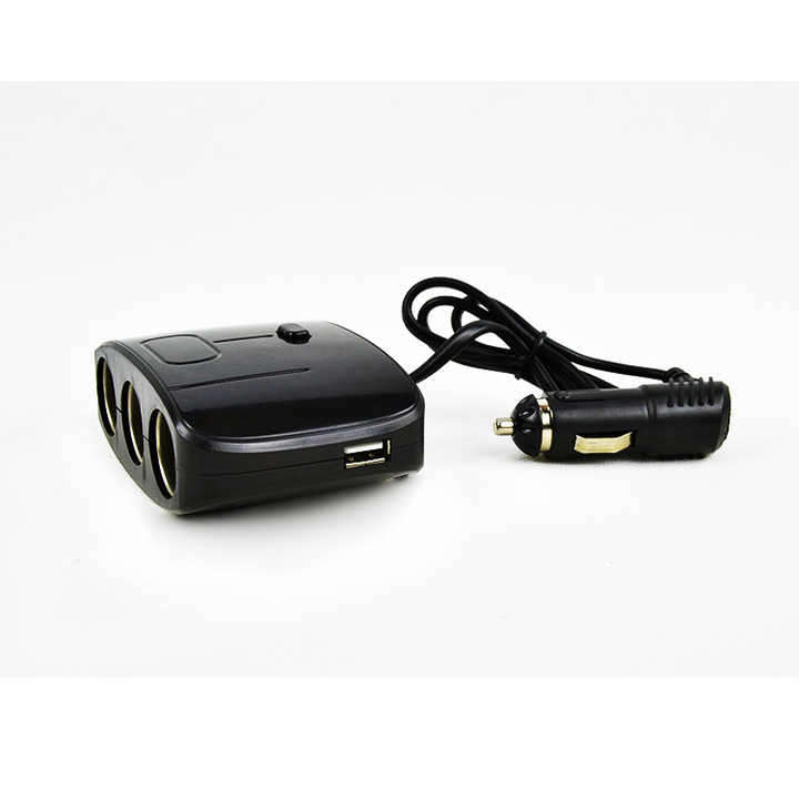 Olesson 1635 12-24V 100W Dual USB 3 Socket Car Charger with ON/OFF Switch Car Charger Adapter