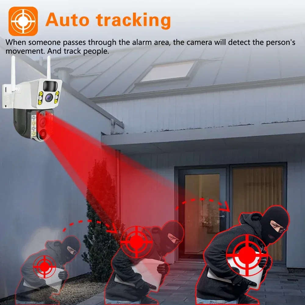 V380 Pro Solar outdoor camera wireless dual lens waterproof 4G 360 CCTV camera