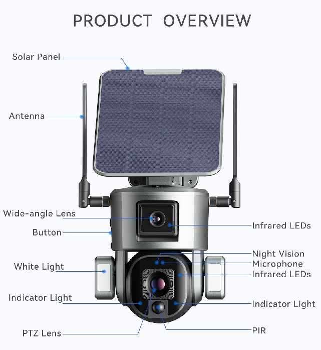 4K Solar PTZ Camera with flood light