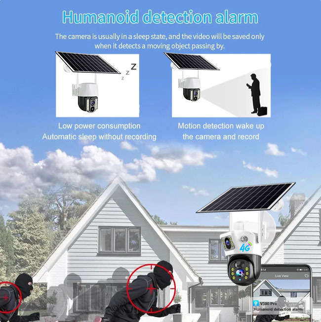 4G Solar Panel Power PTZ Camera V380 Pro 1080P Outdoor Wireless Security 4G Solar Battery CCTV IP C