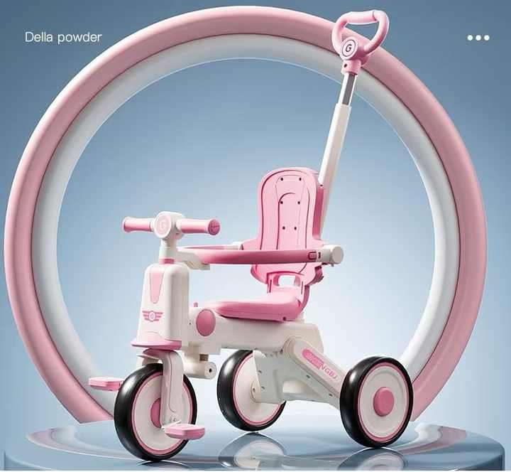 Pink Multi-Functional Kids Tricycle with Guardrail