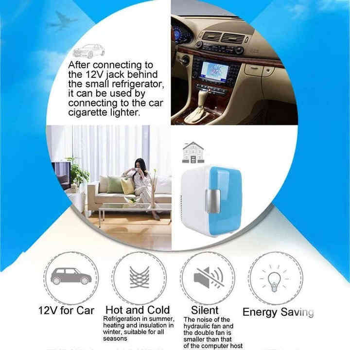 12V 4L Portable Mini Fridge Cooler Blue