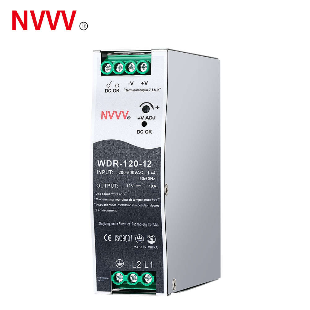 100pcs WDR-120-12 12V 10A 200-500VAC Wide Input Power Dc Power Supply Din Rail Slim Power