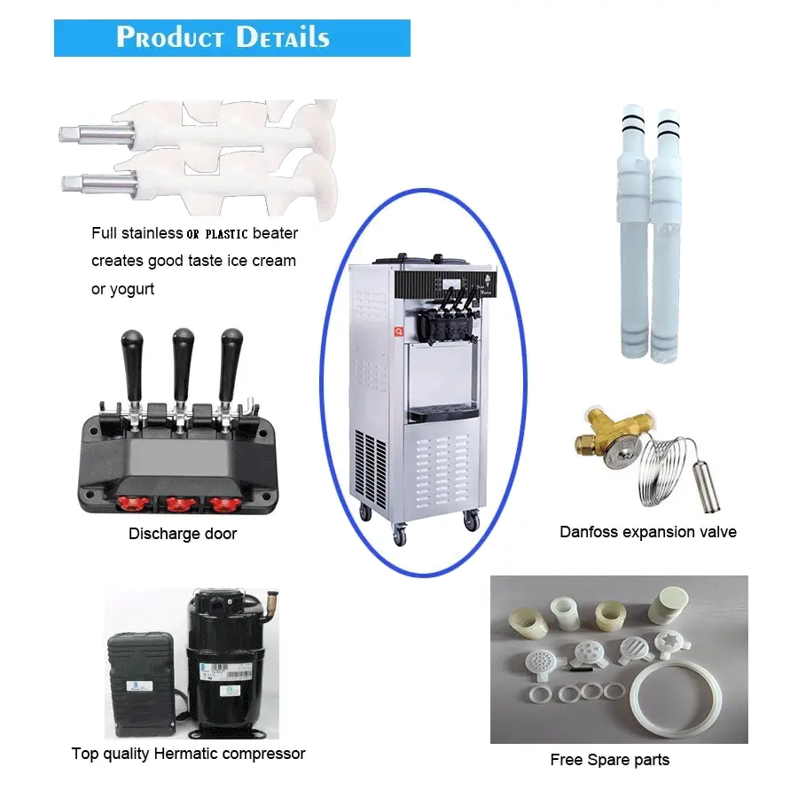 3 Flavor Soft Ice Cream Machine - Floor Model